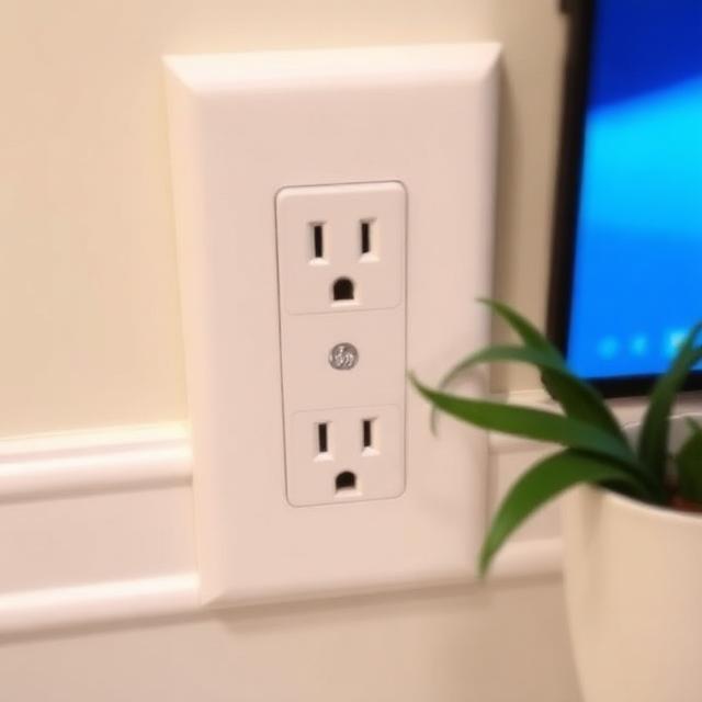 GE Cync Smart Plug on wall