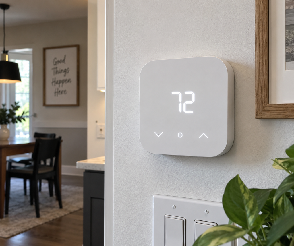 Amazon Smart Thermostat on wall
