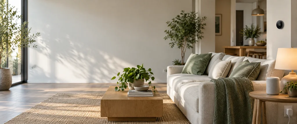Smart home devices and modern living room setup