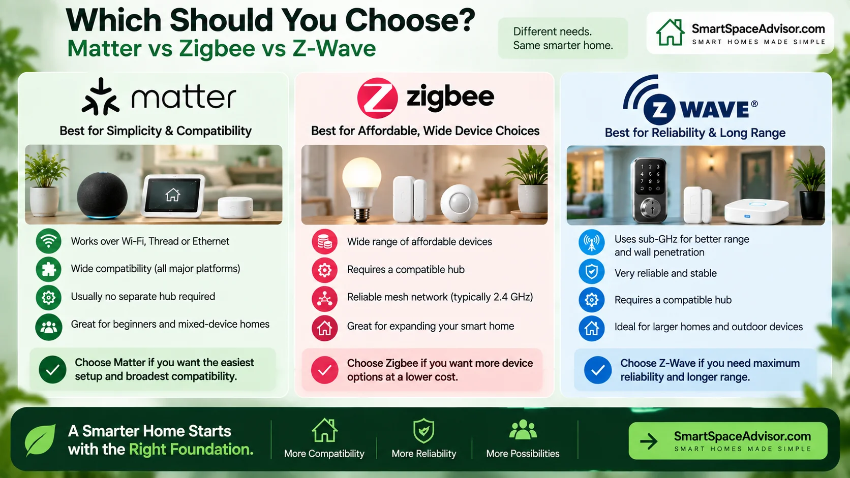 How to choose between Matter, Zigbee and Z-Wave for a smart home